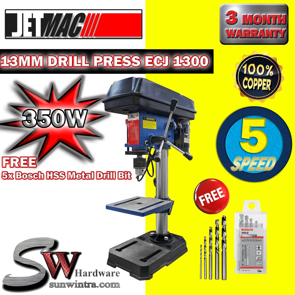JETMAC ( 13mm ) 350w Bench Drill Press Machine/ Bench Drill ECJ 1300