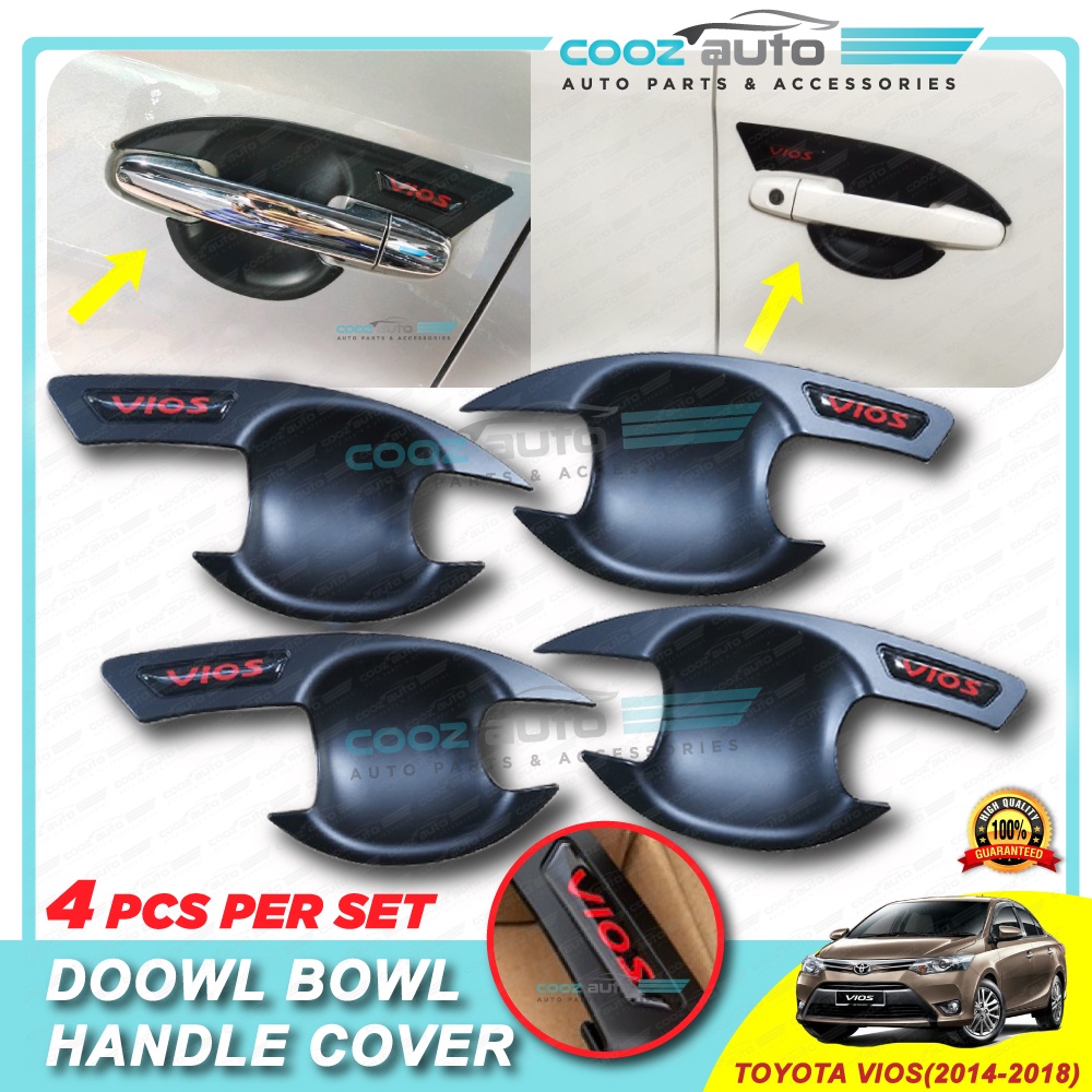 Toyota Vios 2014 2018 Matte Black Red Word Door Handle Inner Bowl