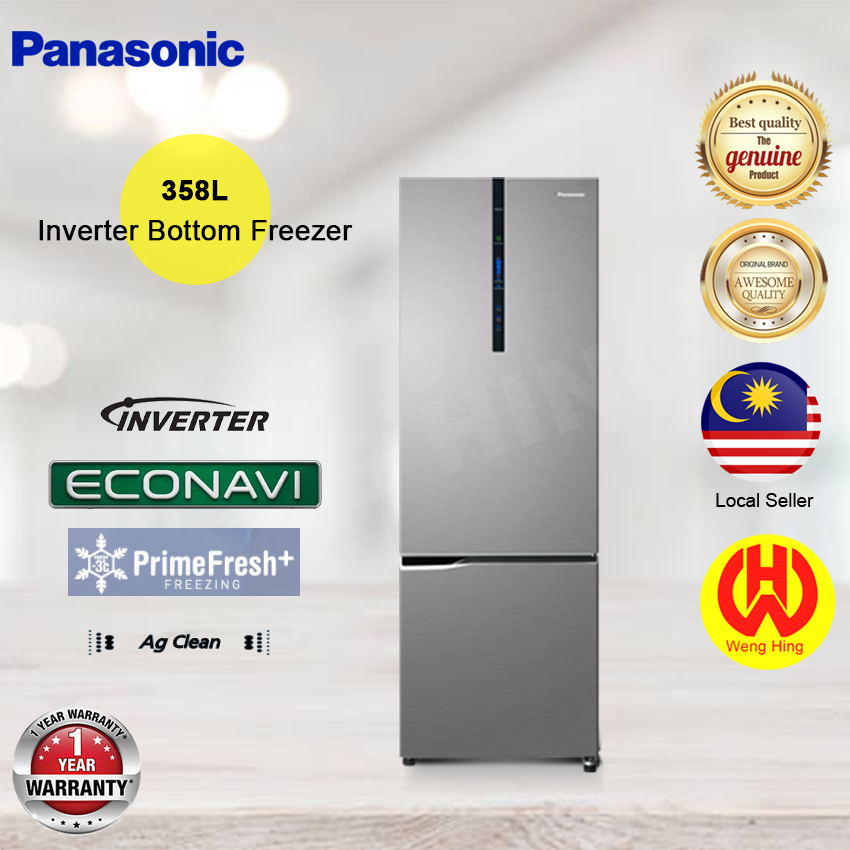 Panasonic 358L Inverter Bottom Freezer PrimeFresh+ Refrigerator NR
