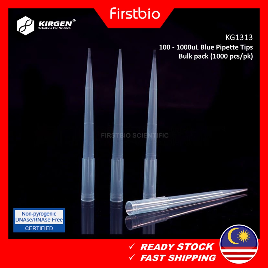 KIRGEN 1000uL Universal Fit Tips Nonfiltered 1001000uL Blue Pipette Tips 1000pcs Shopee Malaysia