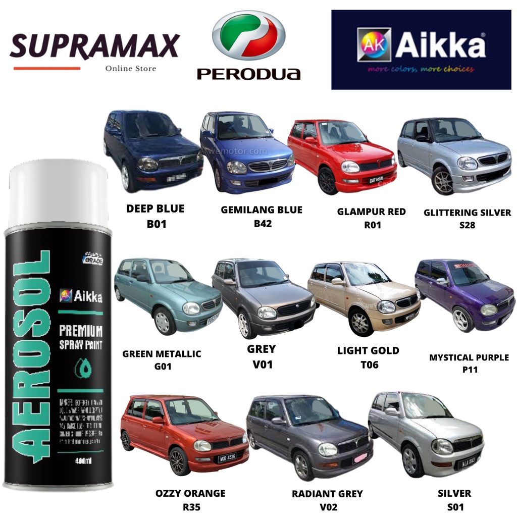 [Perodua Kelisa ] SUPRAMAX Aerosol Spray 2K Paint/ Car Body Touch Up