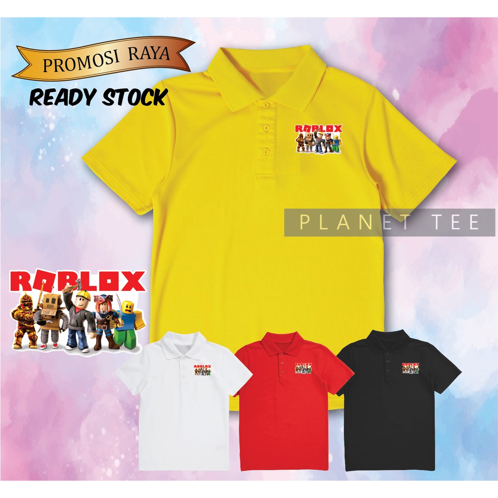 🔥Premium ROBLOX Kids Polo Boy & Girl 💯Cotton Collar Baju Kemeja Raya