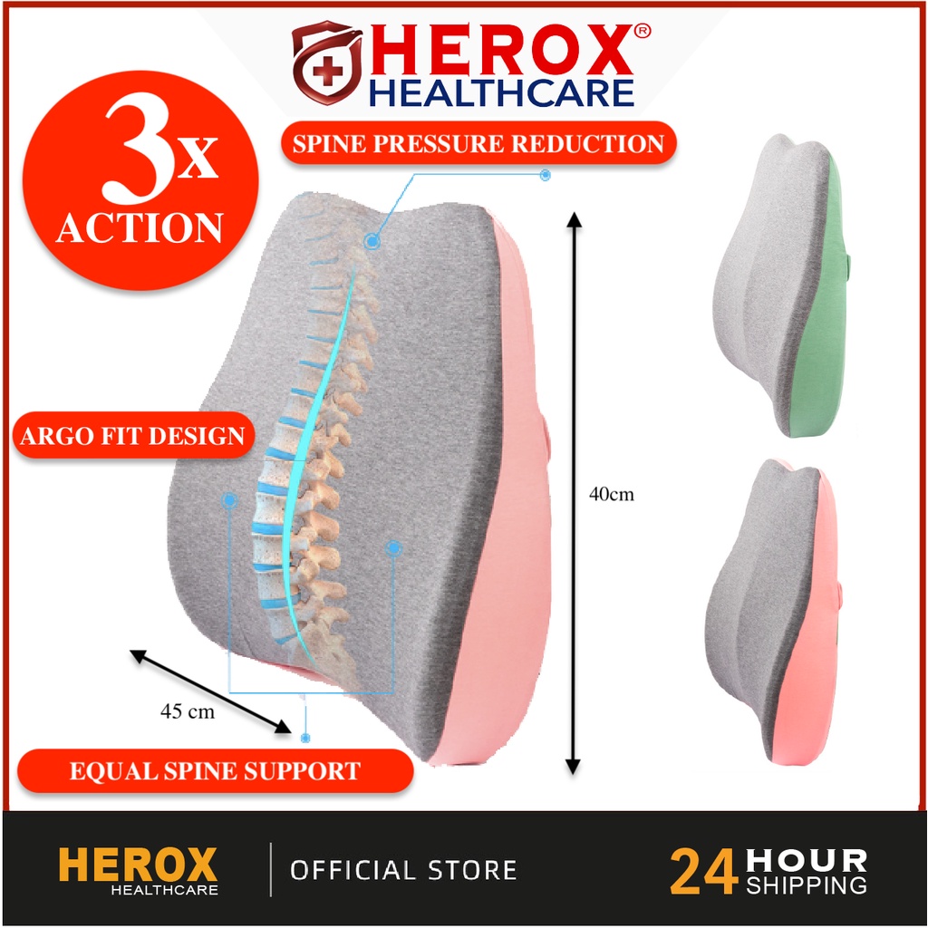 HEROX TRIPLE 3x Action Premium Large Chair Cushion Lumbar Pillow