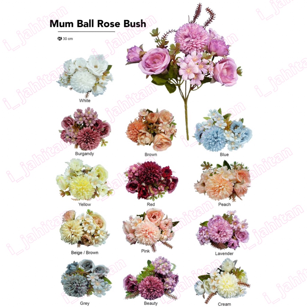 Artificial Mum Ball Rose Bush / Bunga Mum Ball Rose Bush Shopee Malaysia