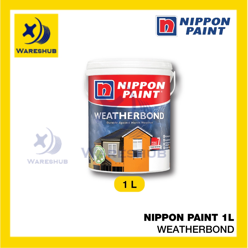 Nippon Paint 1L Weatherbond Paint Exterior Wall Paint Weathershield Off