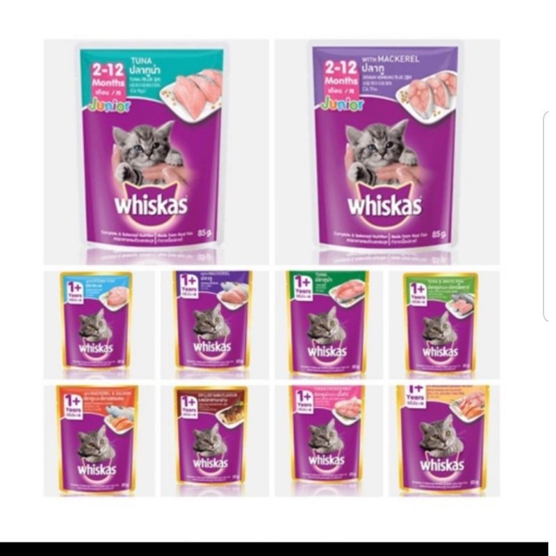 Whiskas Cat Pouch 80Gx24, One Box, Cat Wet Food, Kitten, Tuna, O.Fish