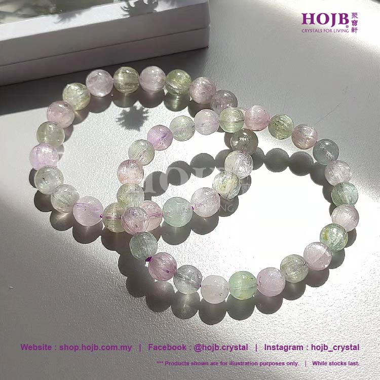 HOJB Natural Rainbow Kunzite CatEye 5A Beads Bracelet 7.58.5mm 聚寶軒天然