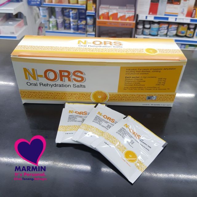 N ORS Oral Rehydration Salts Orange Flavour 50 sachets (5.2g each