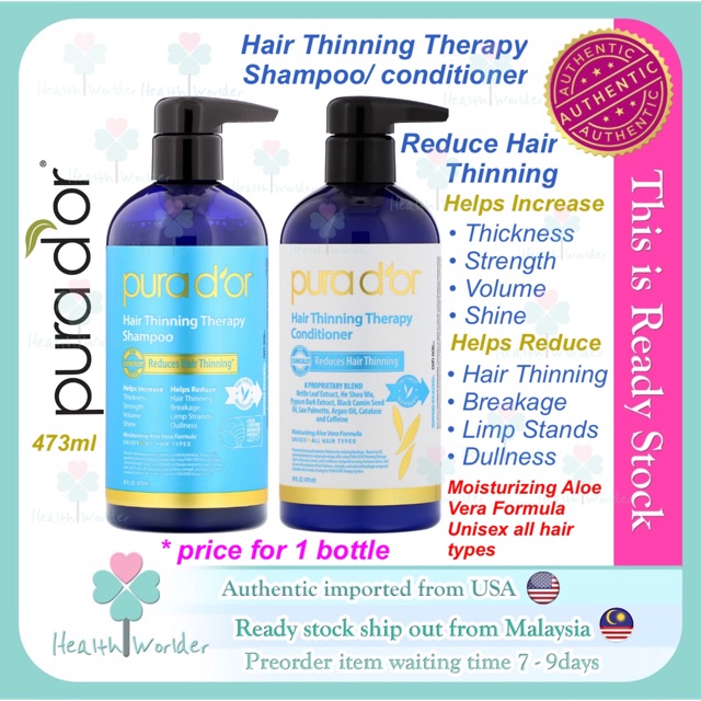 [Ready Stock] •473ml• Pura d’or Hair Thinning Therapy Shampoo