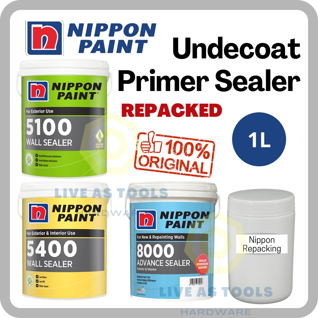 [Nippon Paint] 1 Liter Undercoat Primer Sealer 5100 5400 8000 1L / Cat