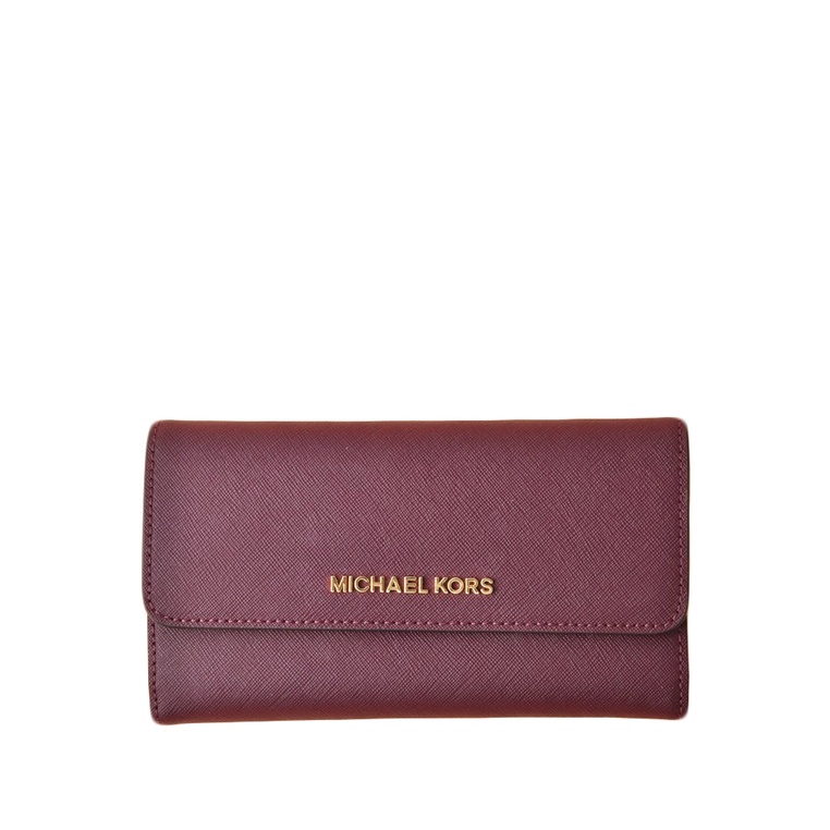 Michael Kors Jet Set Travel Large Trifold Wallet Merlot Shopee Malaysia