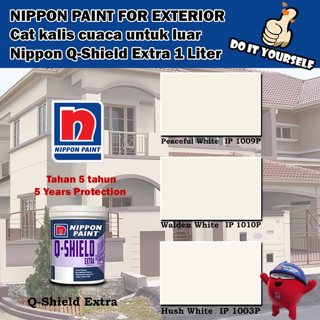Nippon Paint QShield Extra Exterior Collection 1 Liter Peaceful White 1009P / Walden White
