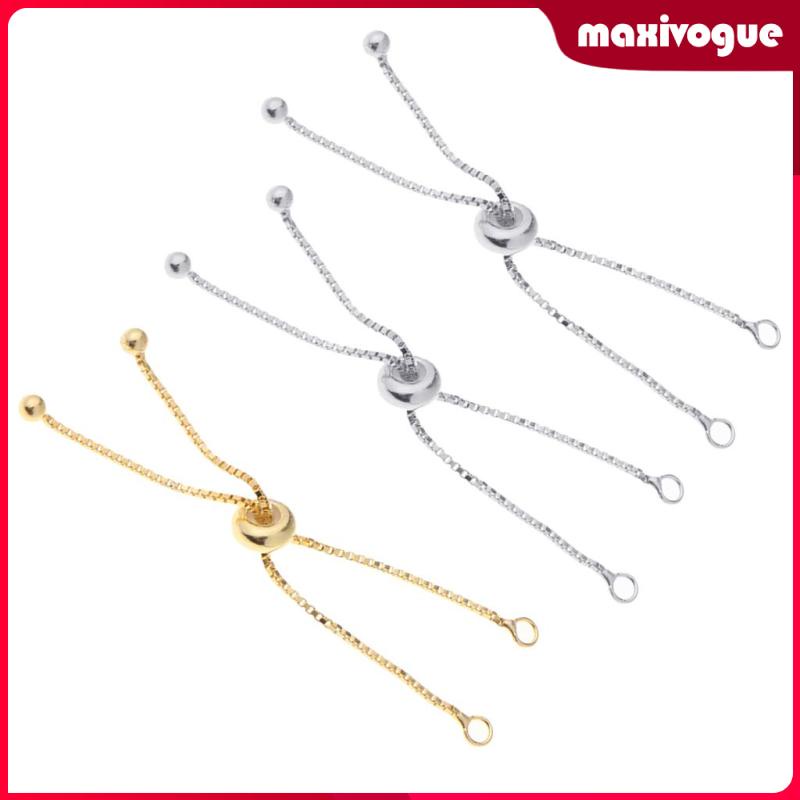 Over 925 Sterling Adjustable Extender Chain with Beads Sliding Clasps