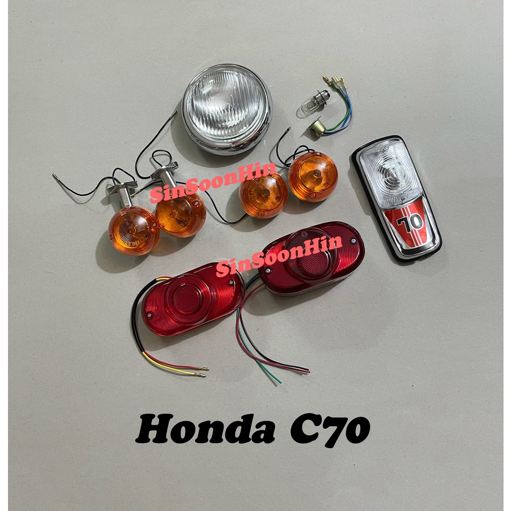 Honda C70 Head Lamp / Front & Rear Signal Lamp / Tail Lamp Assy Set