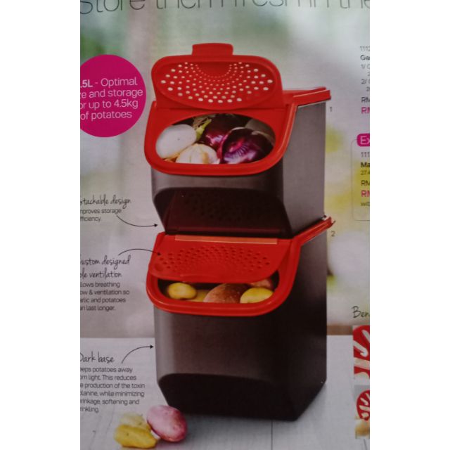 Garlic N All Keeper Set Black Red Tupperware limited edition potato keeper Shopee Malaysia