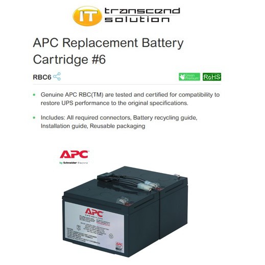 APC Replacement Battery Cartridge 6 (RBC6) PRE ORDER / Ready Stock