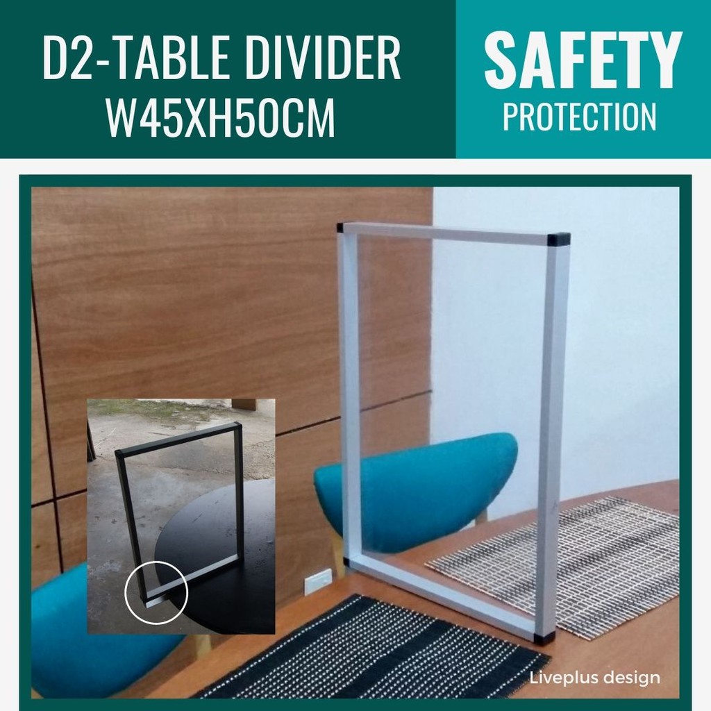 D2W45xH50cmSocial Distancing Table Divider/Sneeze Guard (w/Table Clip