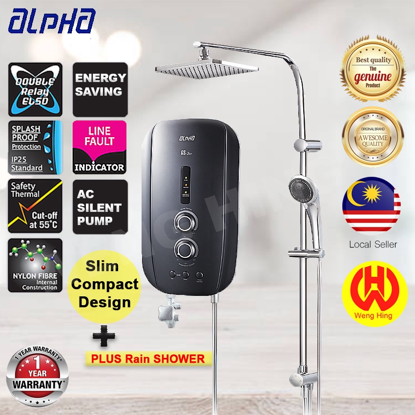 Alpha Instant Water Heater With Rain Shower AS Series AS 2EP PLUS R/S