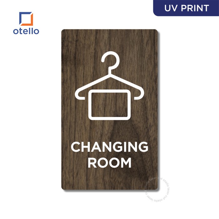KAYU Changing Room Sign Board Wood Print Signage Rustic Room Name Label