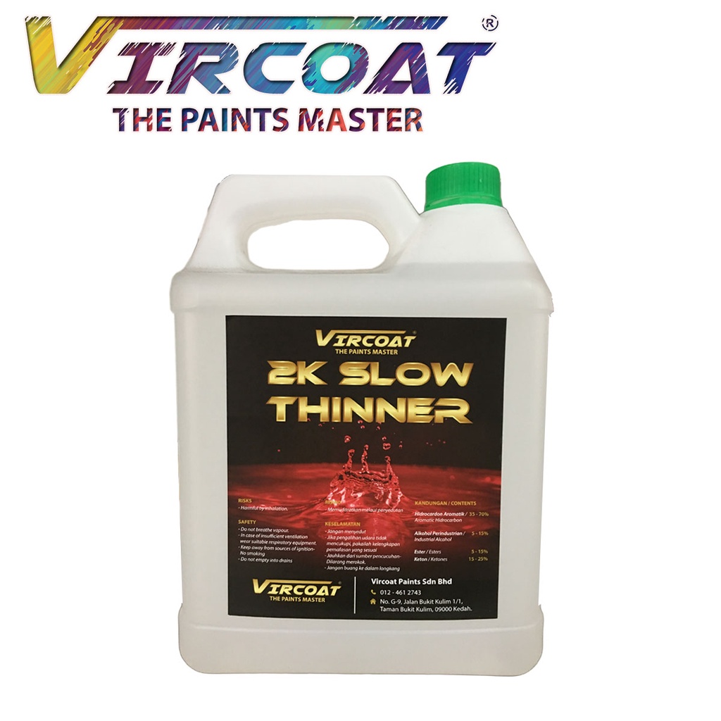 VIRCOAT 2K Slow Thinner/ 2K Thinner Campur Cat Clearcoat Primer High