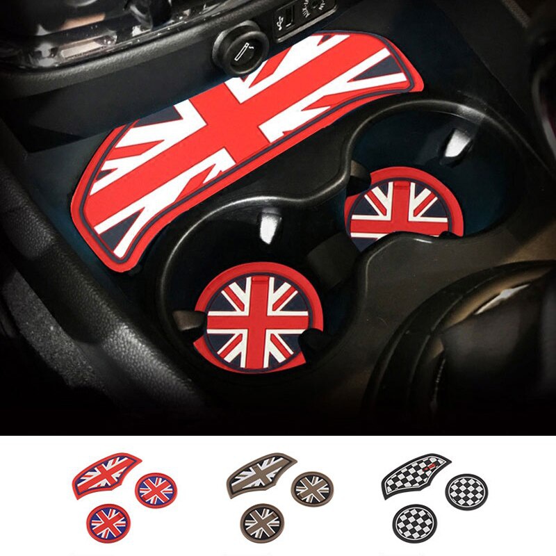 Union Jack Car Cup Cushion Storage Groove Coaster Auto Nonslip Mat Pad For Mini Cooper Clubman