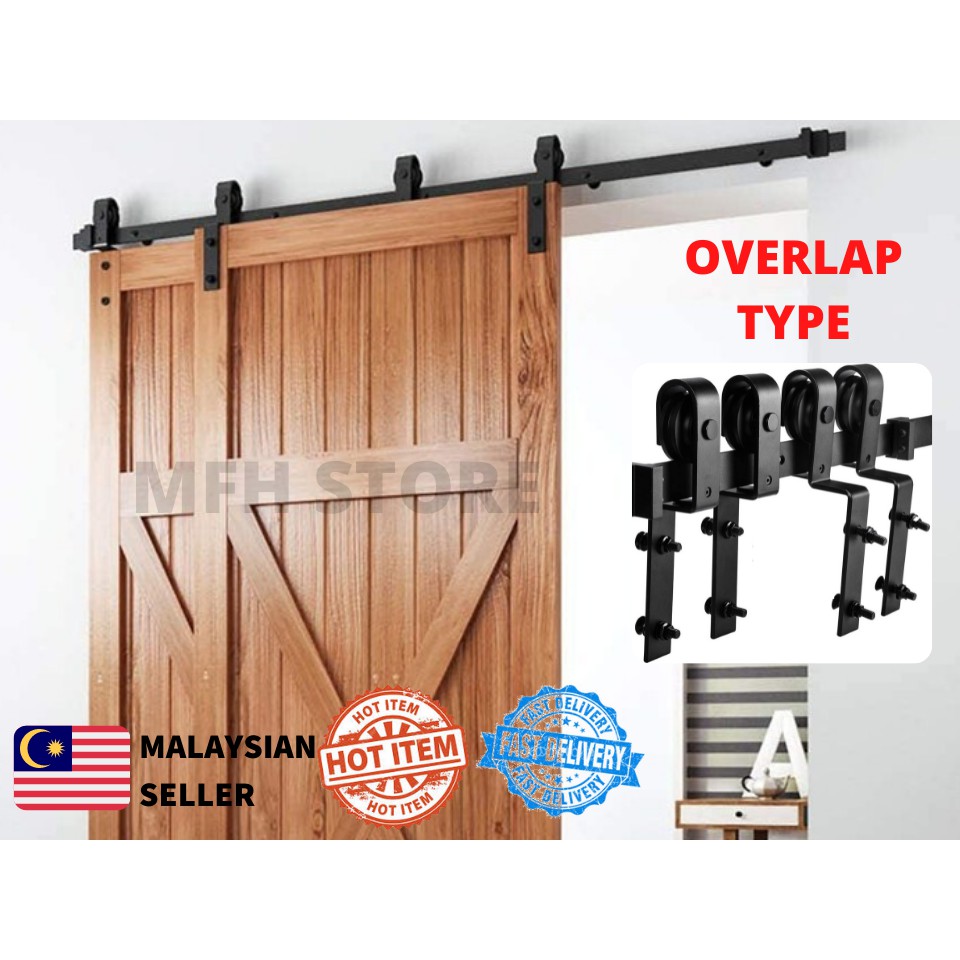 🔥READY STOCK🔥 Barn Door Railing Set 2.44 meter Length Overlap Type