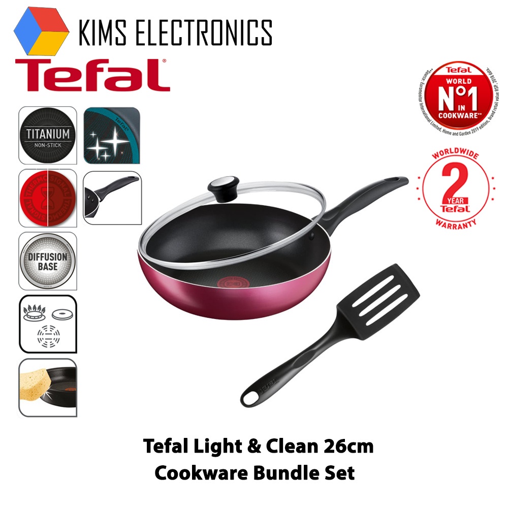 Tefal 3 in 1 Light and Clean (26cm) Cookware Bundle Set (B22405+280976N