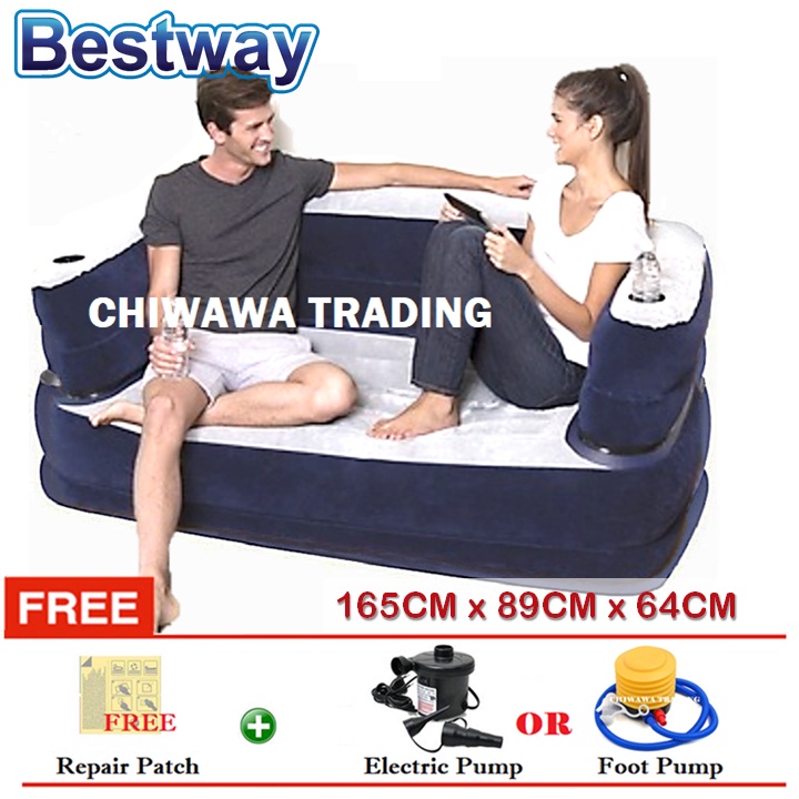 PROMOTION 75058 BESTWAY 2IN1 Inflatable Air Mattress Sofa Seat Chair