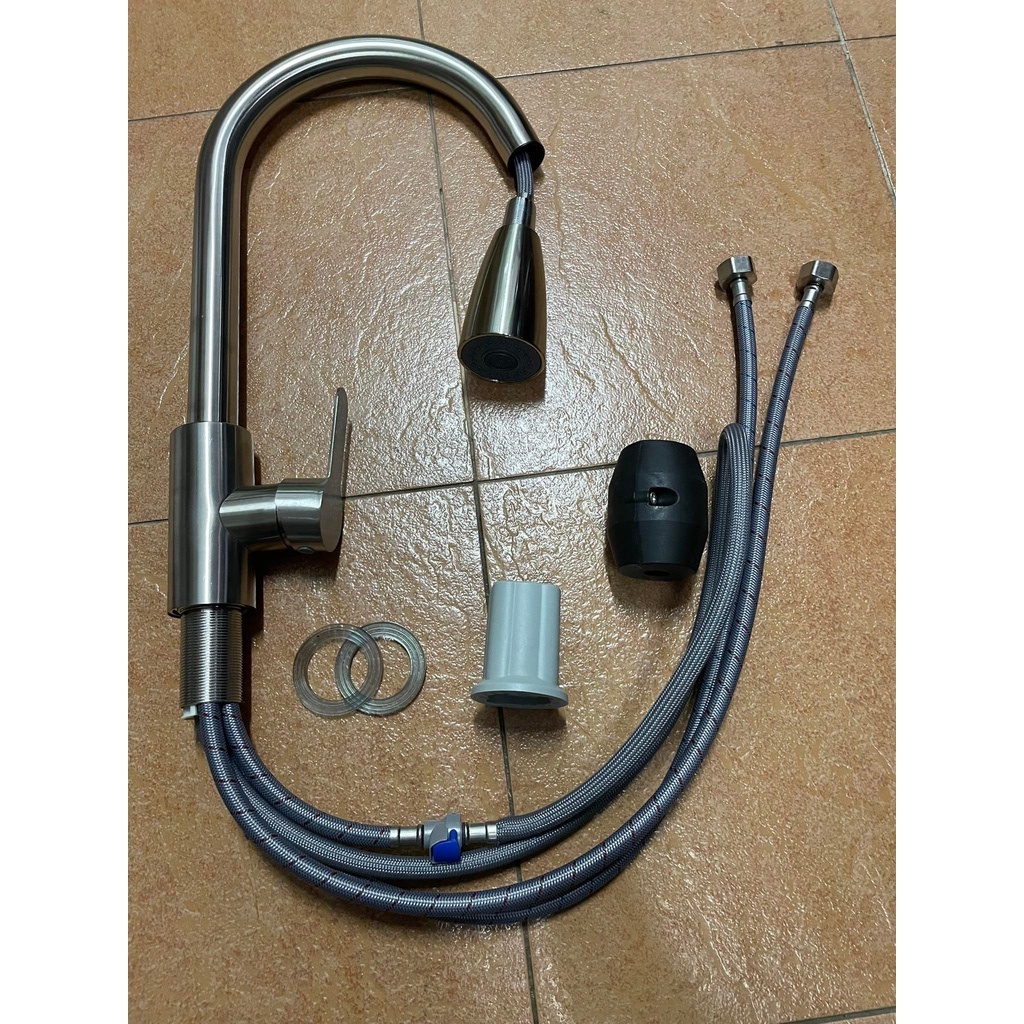 Pull Out Adjustable High Pressure Spray Kitchen Bathroom Pillar Faucet Basin Sink Water Tap Paip