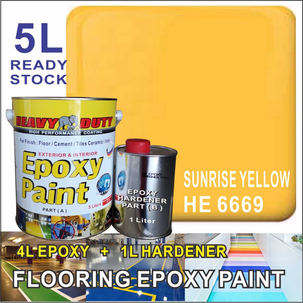 SUNRISE YELLOW HE6669 ( 5 Liter HEAVY DUTY EPOXY ) Two Pack Epoxy Floor