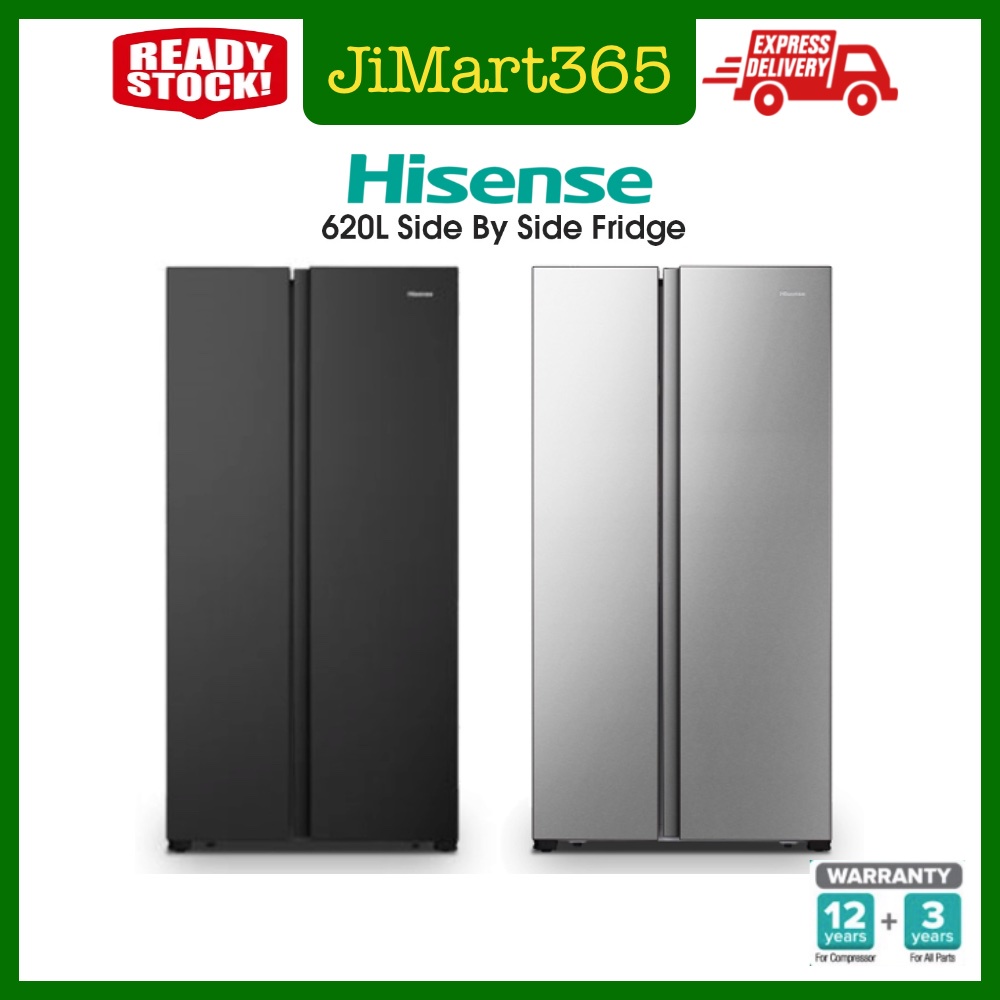 Hisense 620L Side by Side Silver / Black Refrigerator Fridge peti sejuk