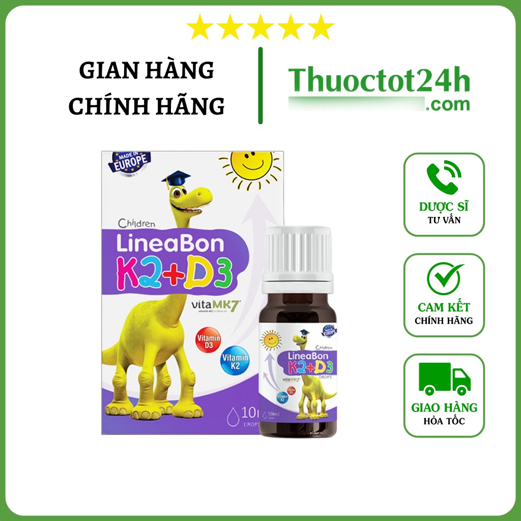 Lineabon K2 + D3 Siro Vitamin D3 + K2 Supplement Baby Healthy