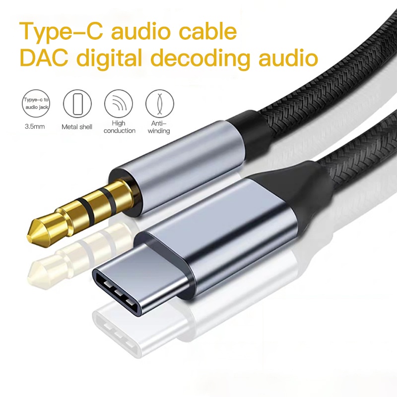USB Type C to 3.5mm Audio Cable Audio Aux Cable For Samsung S20 S10 Car