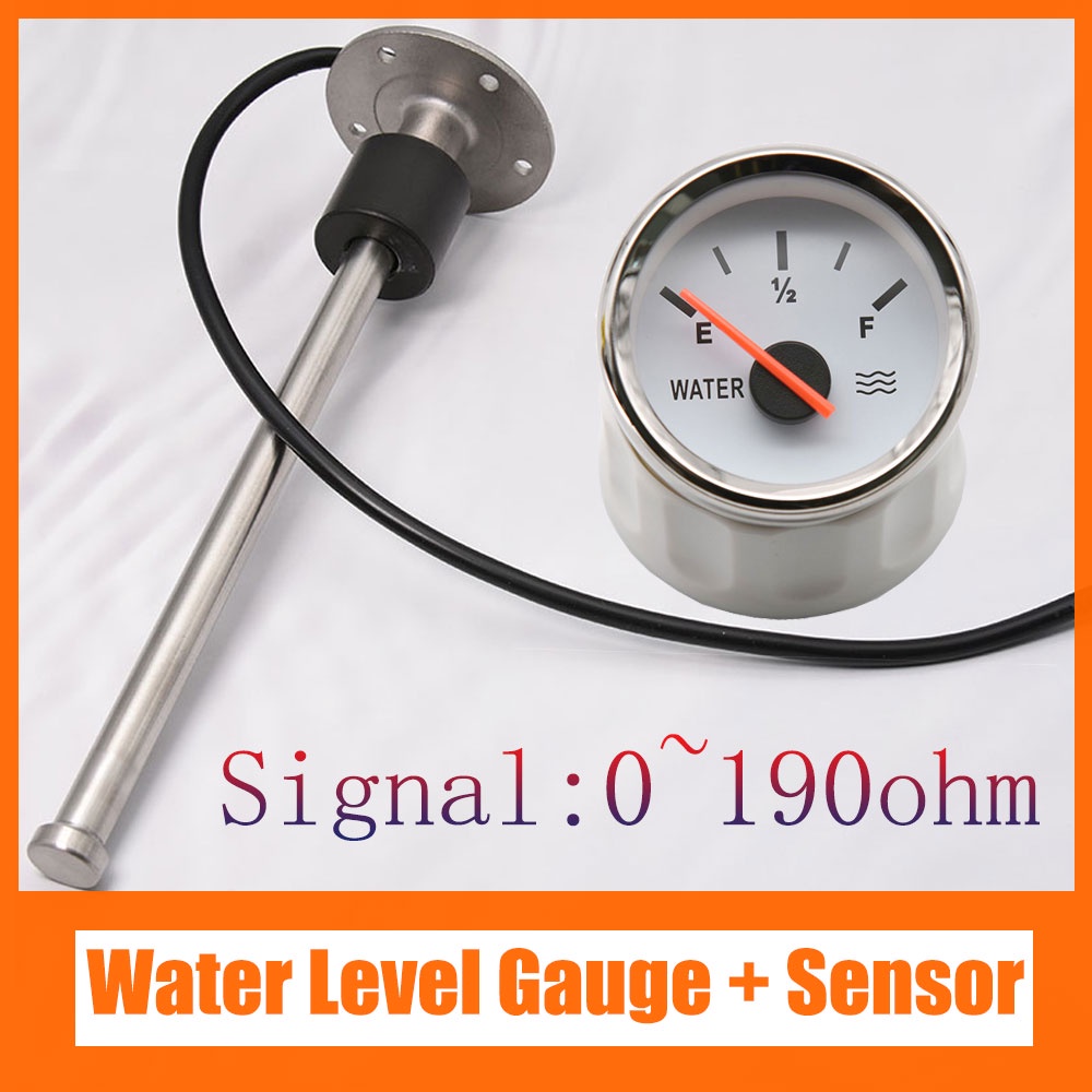 HD Water Level Sensor Boat Car 52MM Water Level Gauge Red Backlight