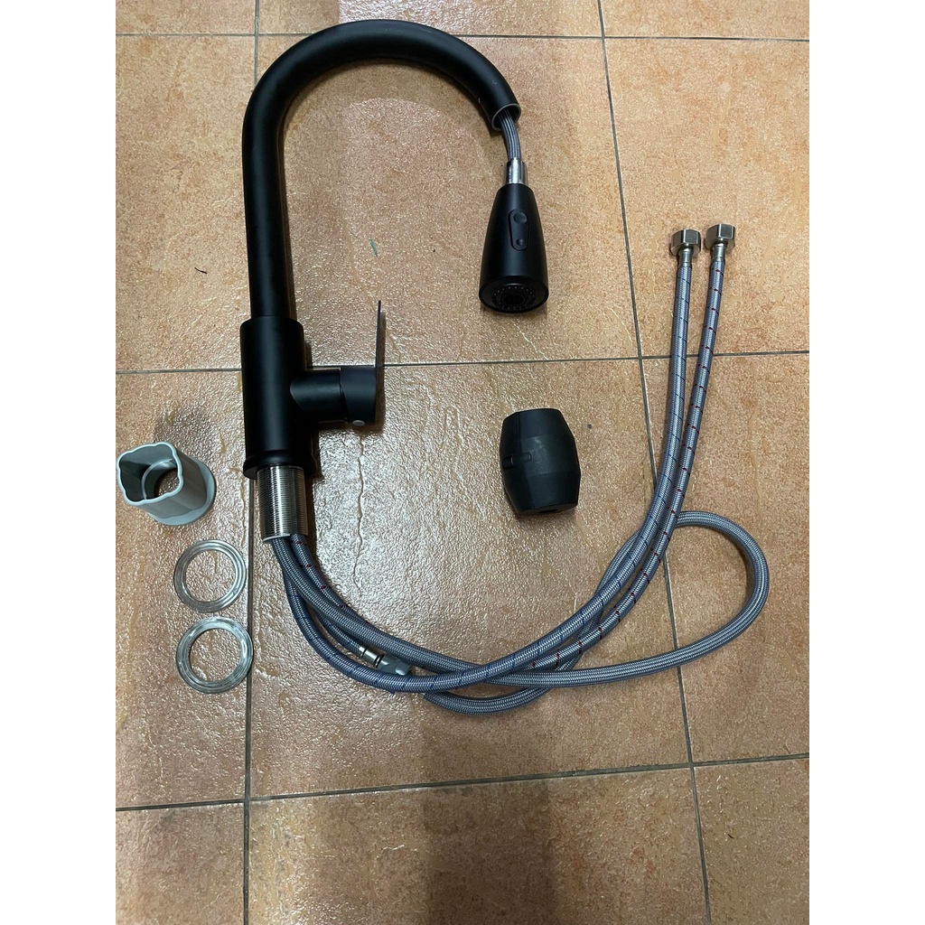 Pull Out Adjustable High Pressure Spray Kitchen Bathroom Pillar Faucet Basin Sink Water Tap Paip