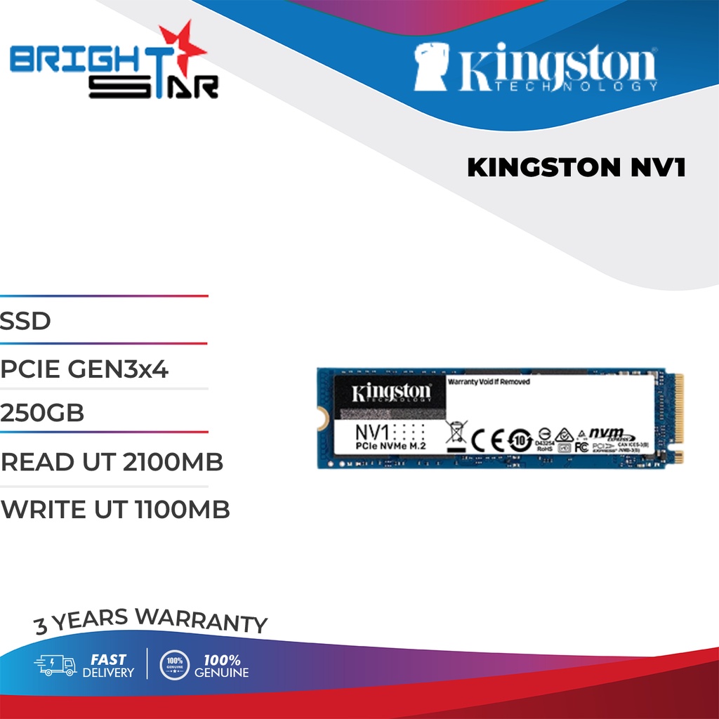 SSD KINGSTON NV1 / PCIE GEN3x4 / (250GB,500GB,1TB,2TB) / READ UT 2100MB