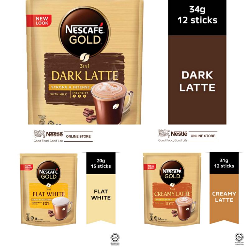 Nescafe Gold Flat White 15S/Dark Latte 12S/ Creamy Latte 12S (Instant