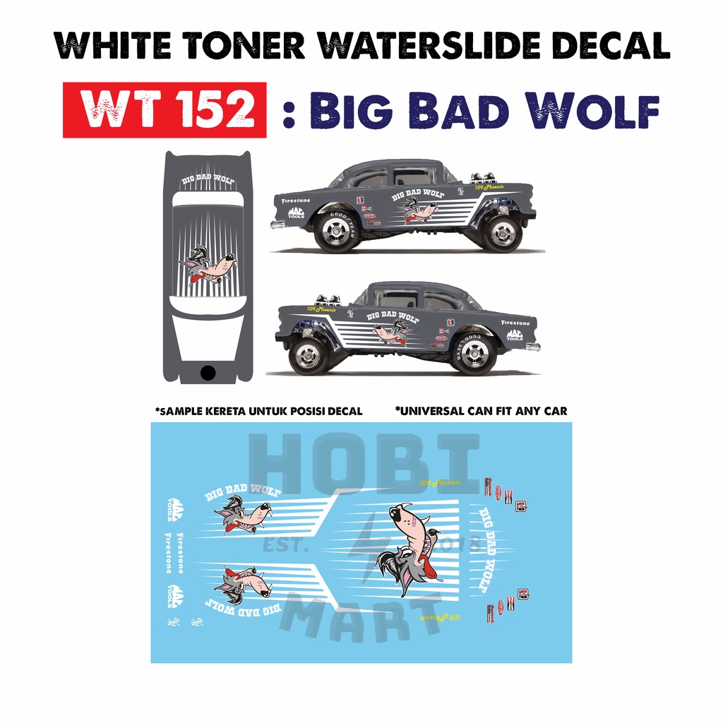 Big Bad Wolf Decals Hotwheels Tomica 164 diecast custom white toner