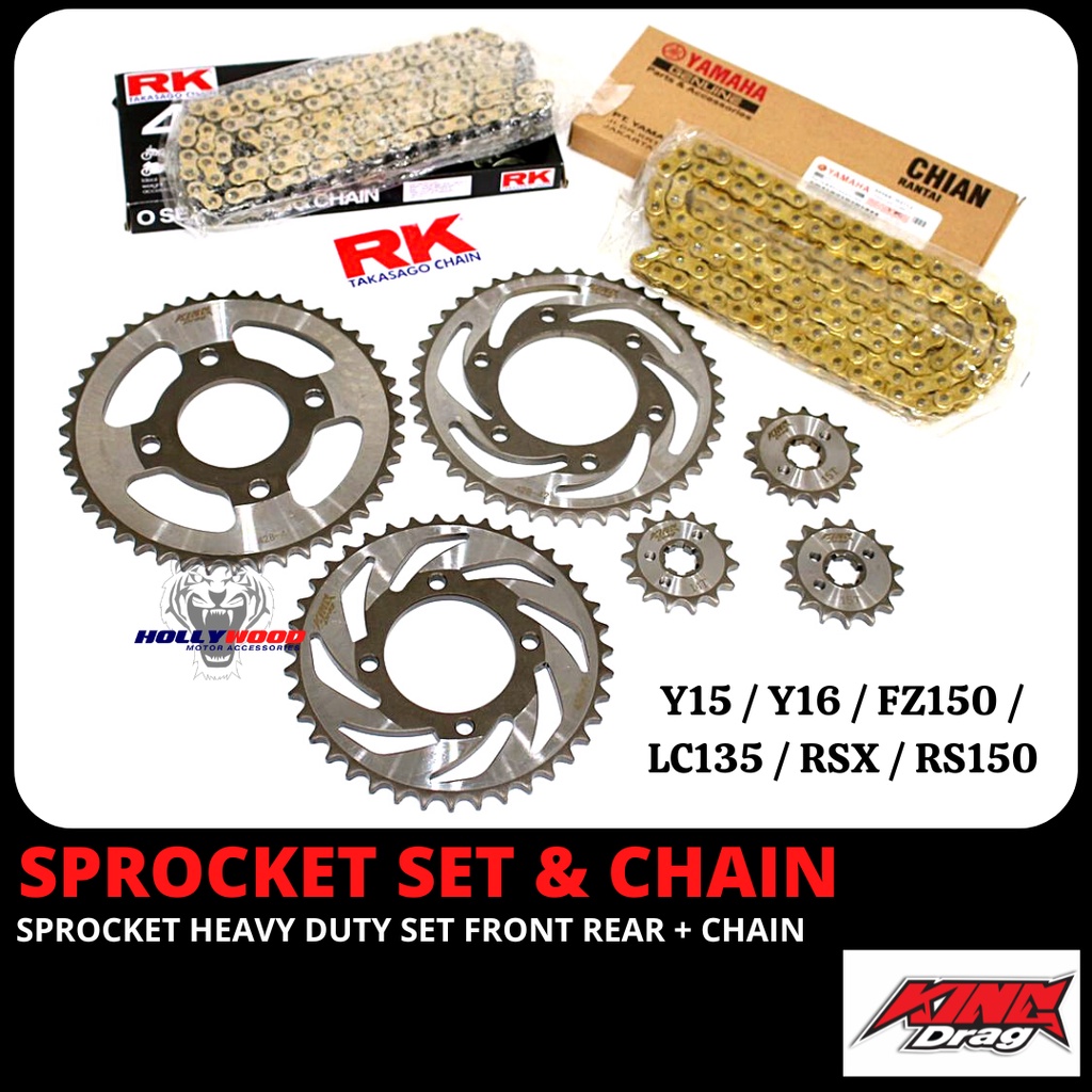 YAMAHA HONDA 428 SPROCKET SET WITH ORIGINAL / RK ORING CHAIN FOR LC135