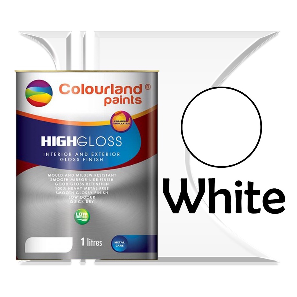 Colourland Paint High Gloss White / Black 1L Interior & Exterior Oil