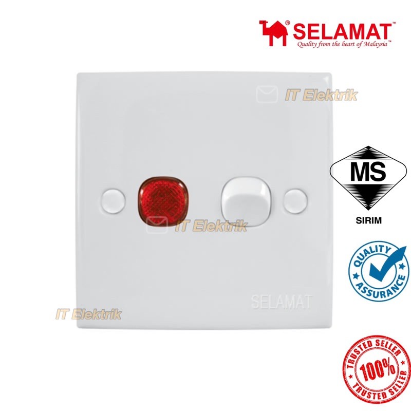 Suis 1 gang water heater switch / air cond switch SELAMAT 2K 102 20A