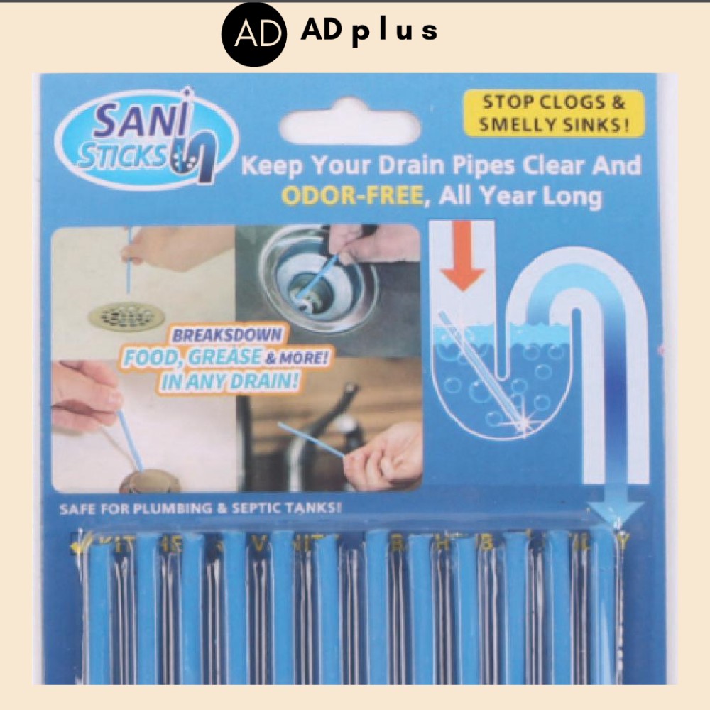 [ADPLUS] Sani Sticks Enzyme Stick Pipe Deodorizer Prevent Clogs Drain Cleaner (12pcs) Shopee