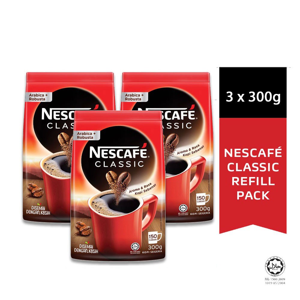 3 Size NESCAFE Classic Coffee Refill 300g/200g/50g kopi klasik kopi