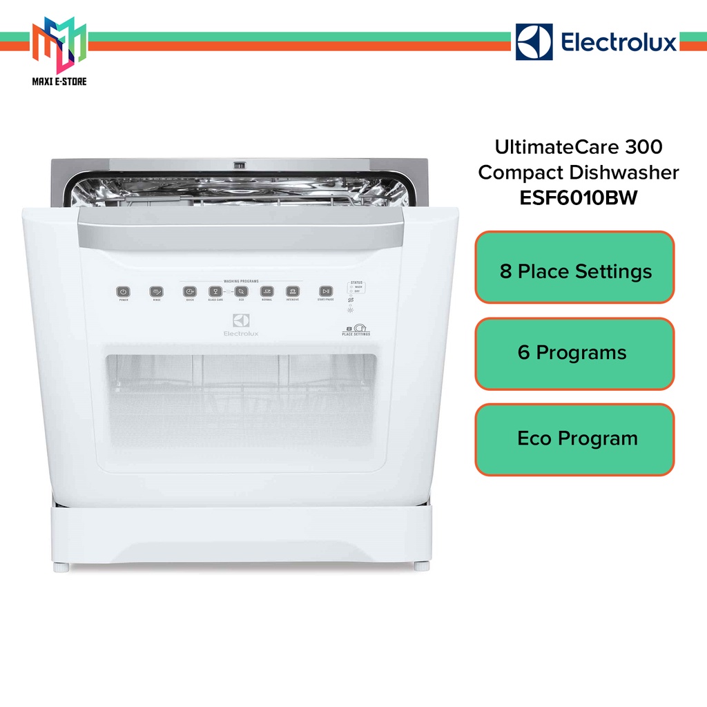 Electrolux UltimateCare 300 Free Standing Compact Dishwasher with 8 Place Settings & 6 Programs