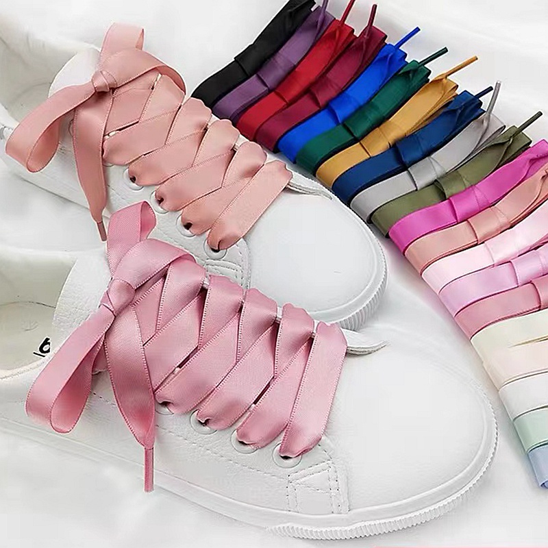 Silk Shoe Laces Satin Ribbon Flat Shoelaces Women Sneakers Shoelace