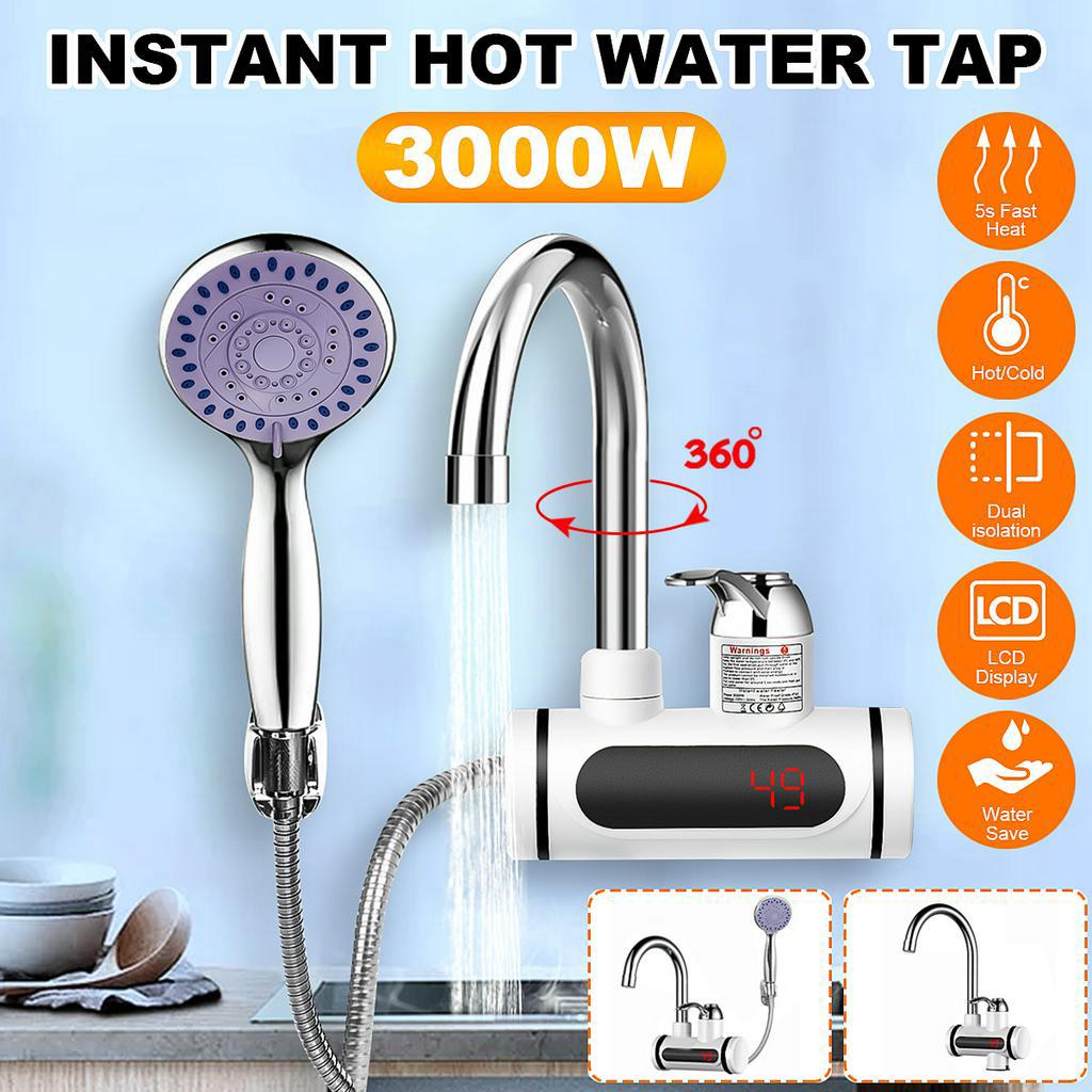 3000W Instant Electric Shower Water Heater Instant Hot Faucet Kitchen