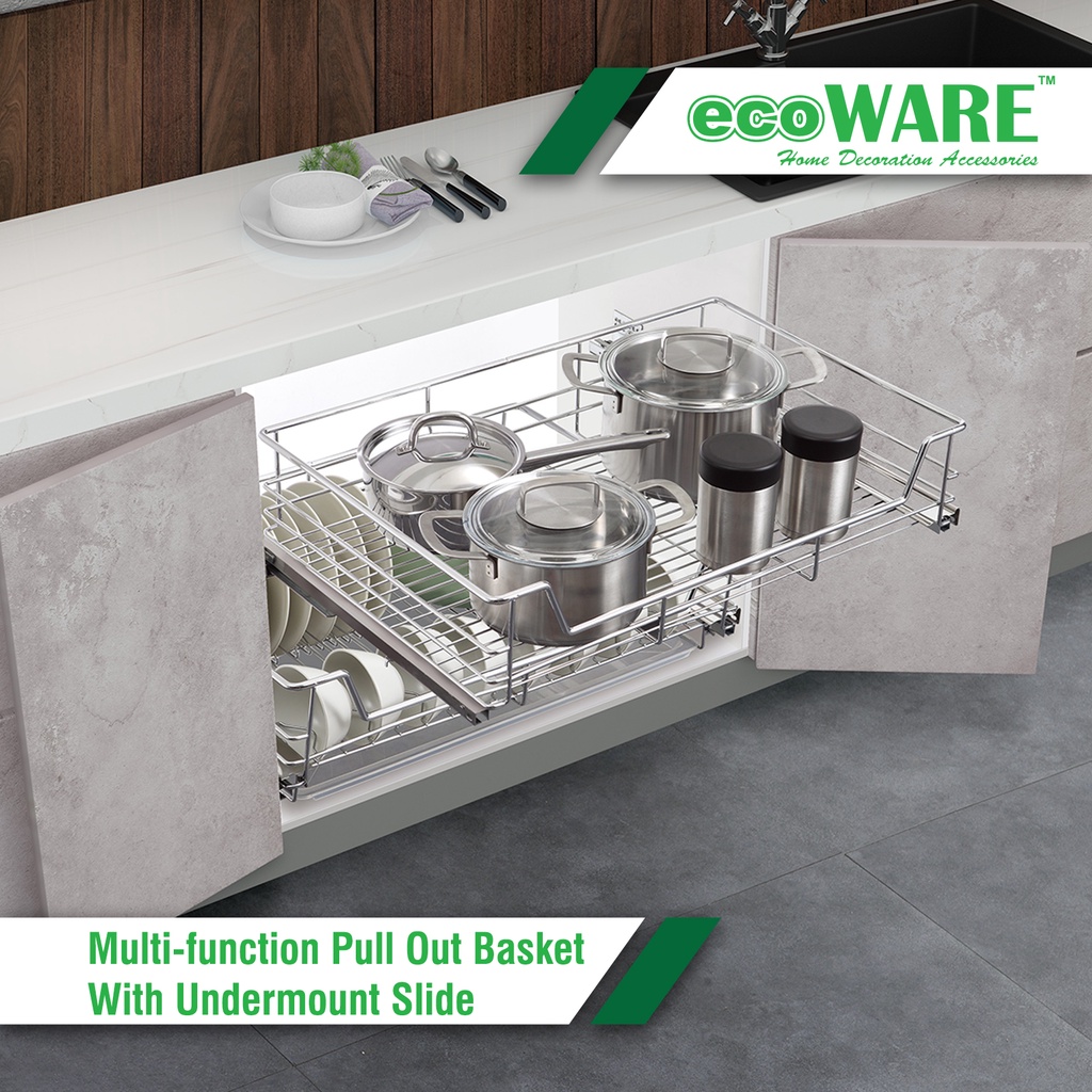 ecoWARE Multifunction Pull Out Basket With Undermount Slide Soft