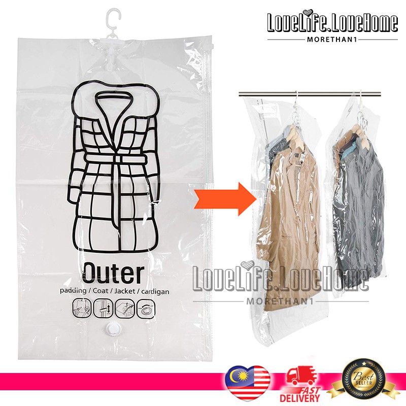 Quality Vacuum Seal Storage Bag Clear Bags Hanger for Suits, Dress or