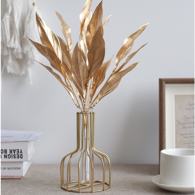 Artificial Flower New Year Blessing Bucket Flower Arrangement Gold Leaf