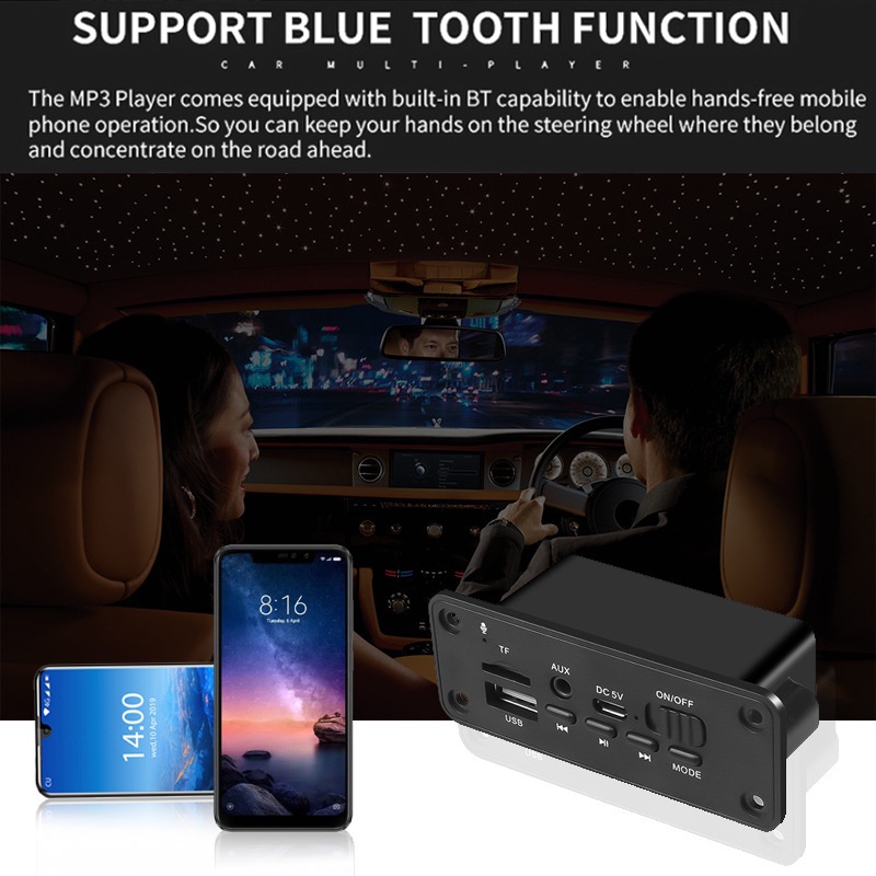 2X3W Amplifier Bluetooth 5.0 MP3 Player WMA Decoder Board Car Speaker
